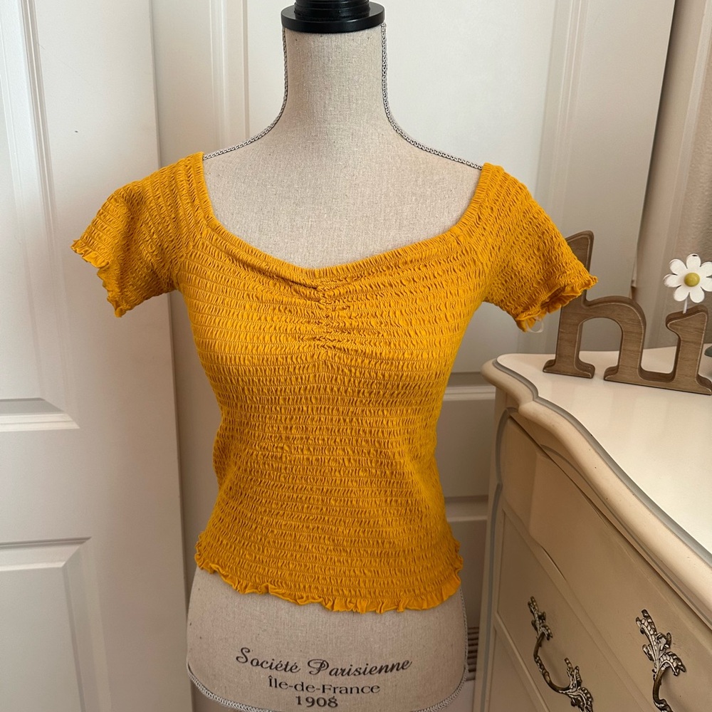 Mustard Yellow Smocked Top